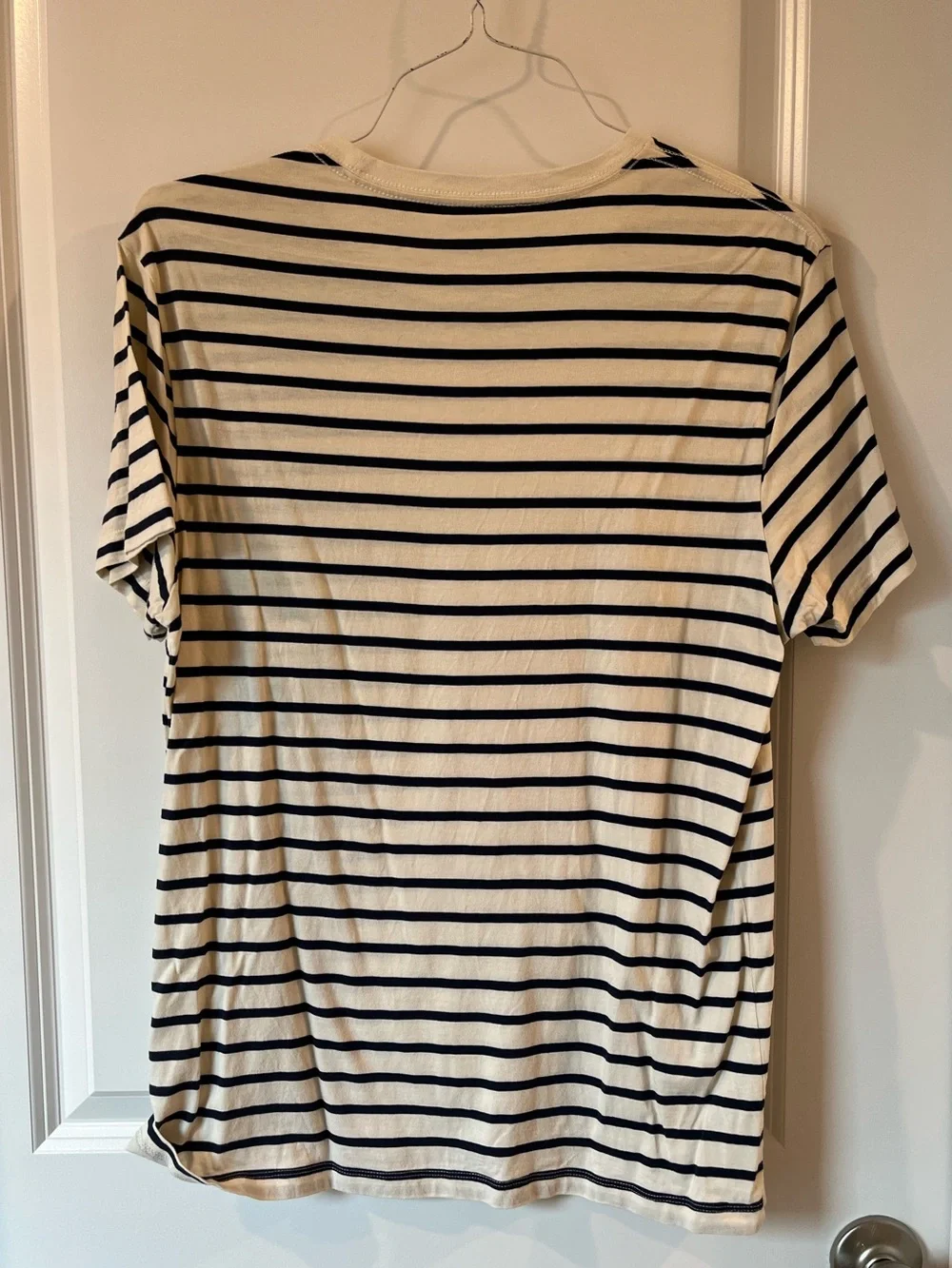 J.Crew Men’s Large Navy and White Striped Short Sleeve Tee